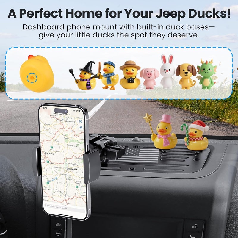 DIAMOOKY Upgraded Metal Phone Mount Compatible with Jeep Wrangler JK JKU 2018 2017 2016 2015 2014 2013 2012 2011 Accessories, Dash Phone Holder with Duck Mounts System Kit - Image 4